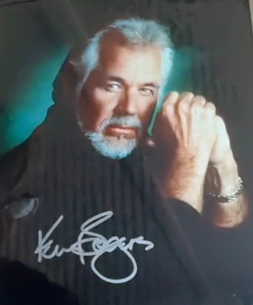 Framed Signed Kenny Rogers Phot 8x10. Wood & Chrome Frame. COA., image 2