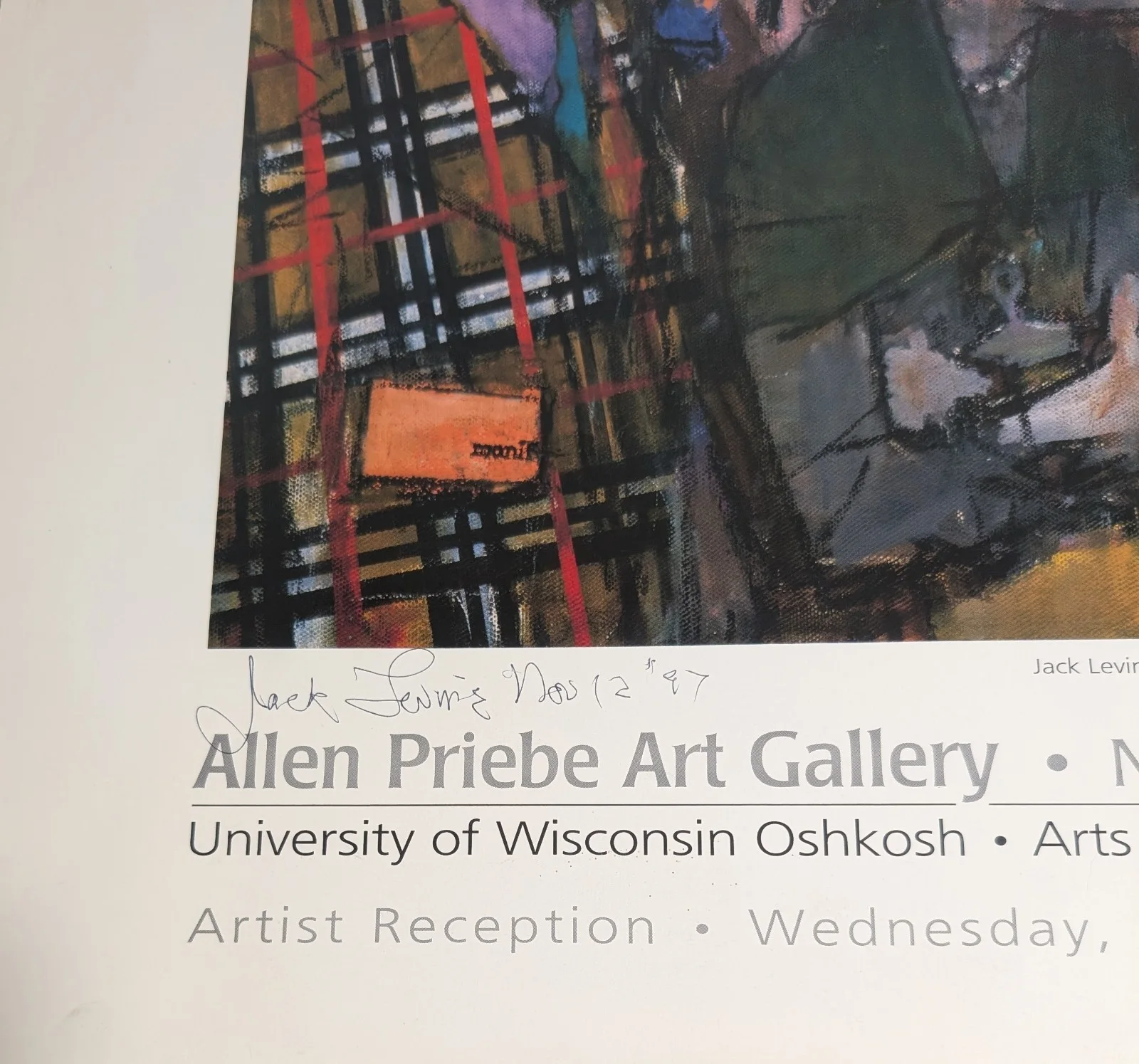 Jack Levine Autographed Poster From Artist Reception In Oshkosh, WI 11/12/1997, image 3