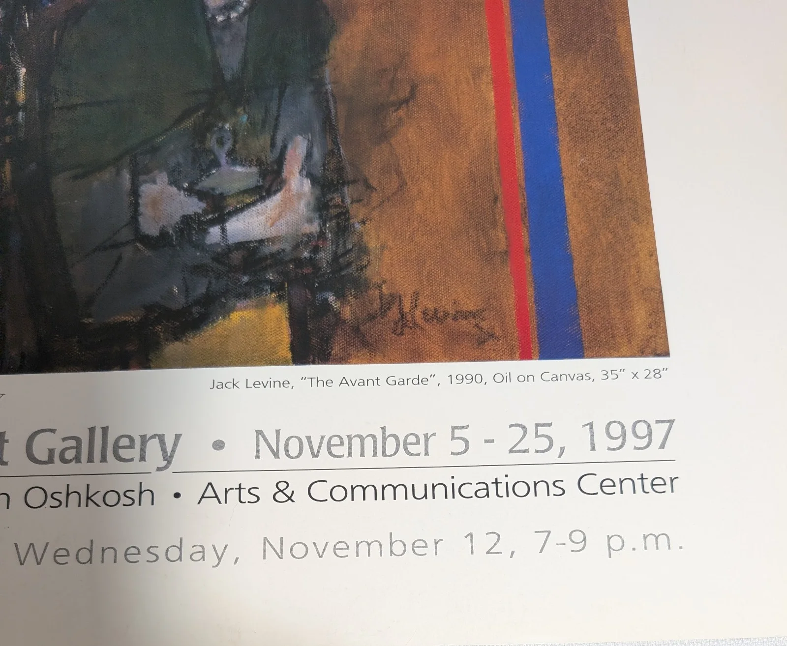 Jack Levine Autographed Poster From Artist Reception In Oshkosh, WI 11/12/1997, image 4