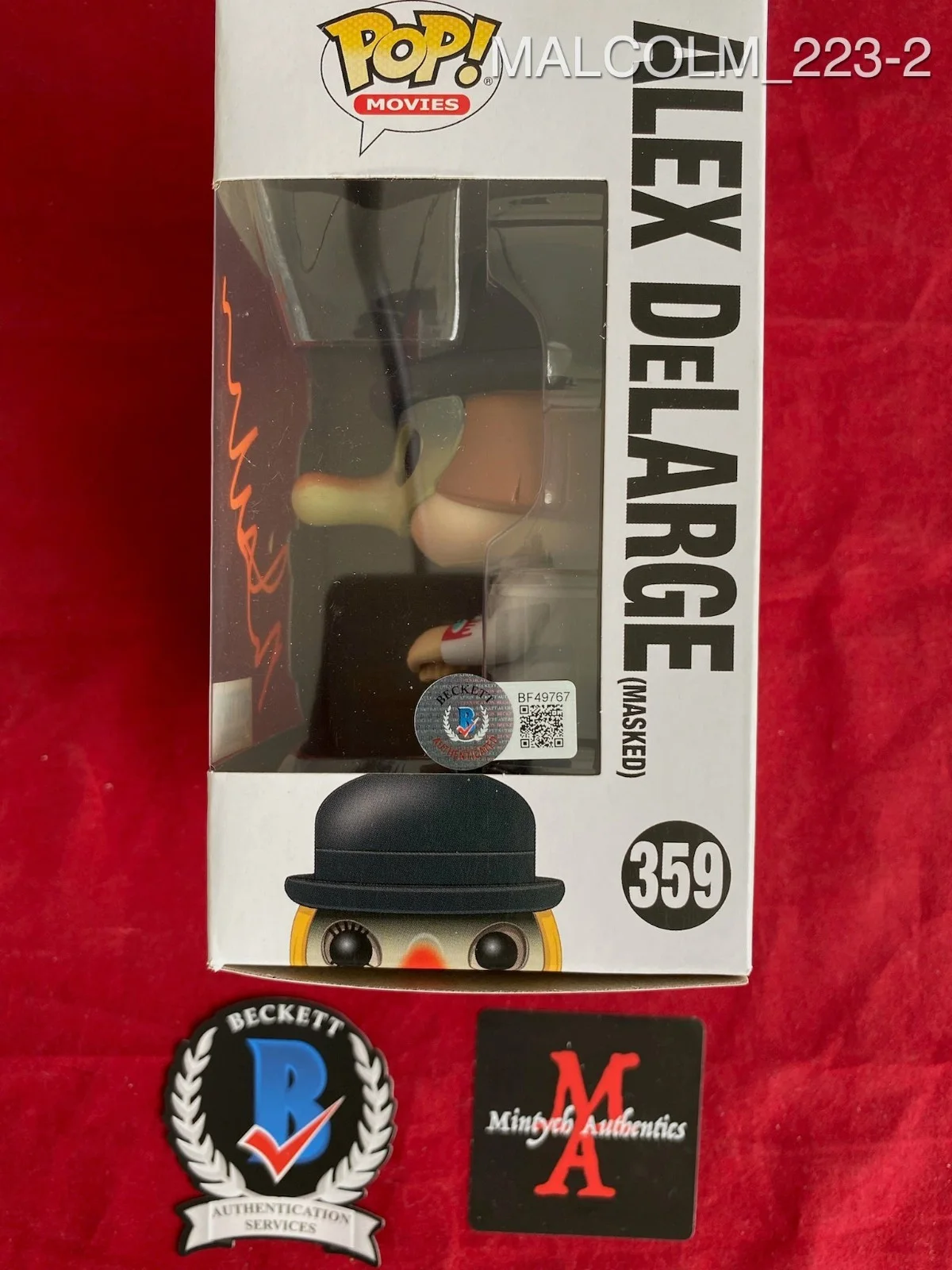 MALCOLM MCDOWELL — Malcolm McDowell A Clockwork Orange signed Alex Delarge Funko Pop #359 Beckett, image 2