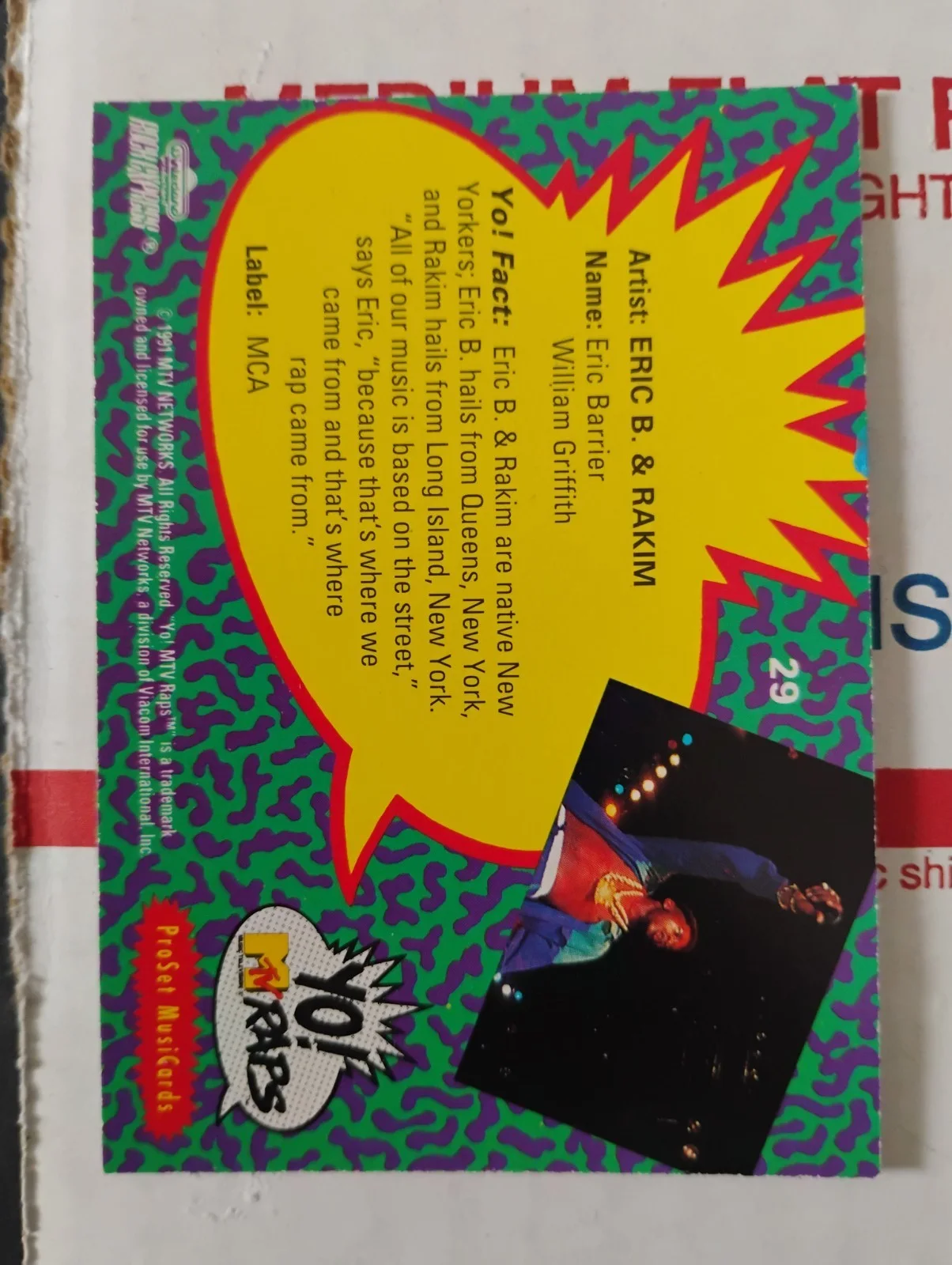 RAKIM ALLAH SIGNED ORIGINAL VINTAGE PRO SET YO! MTV RAP TRADING CARD PROOF PICS, изображение 2