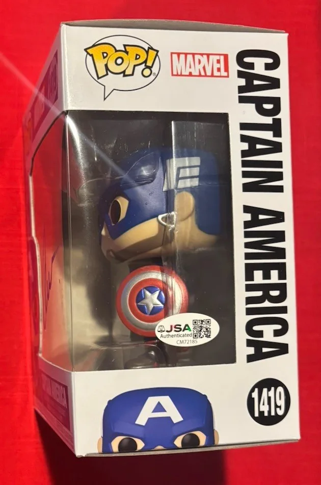 Chris Evans MARVEL Captain America Funko POP #1419 Signed Autographed JSA, изображение 2