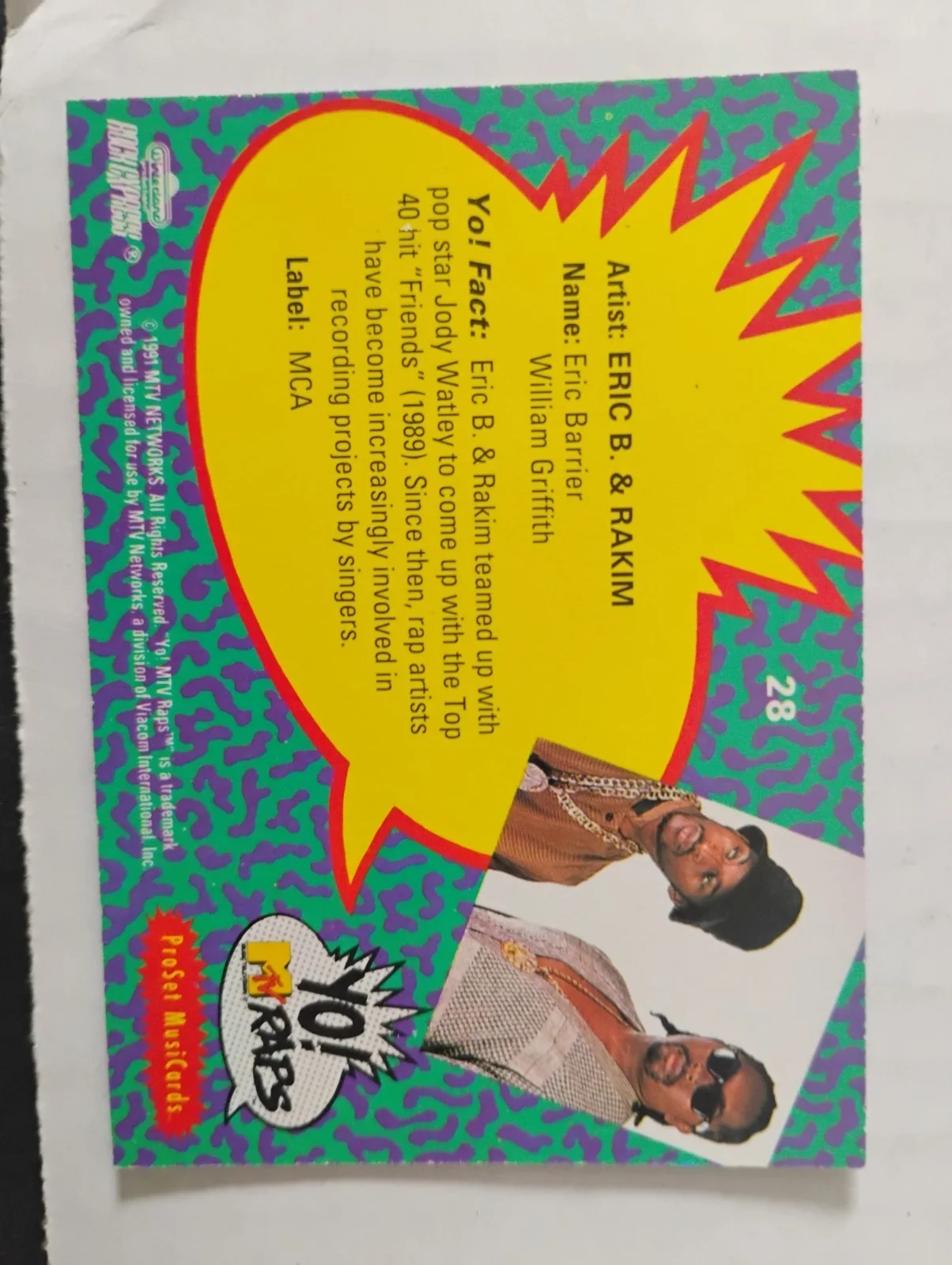 RAKIM ALLAH SIGNED ORIGINAL VINTAGE PRO SET YO! MTV RAP TRADING CARD PROOF PICS, изображение 2