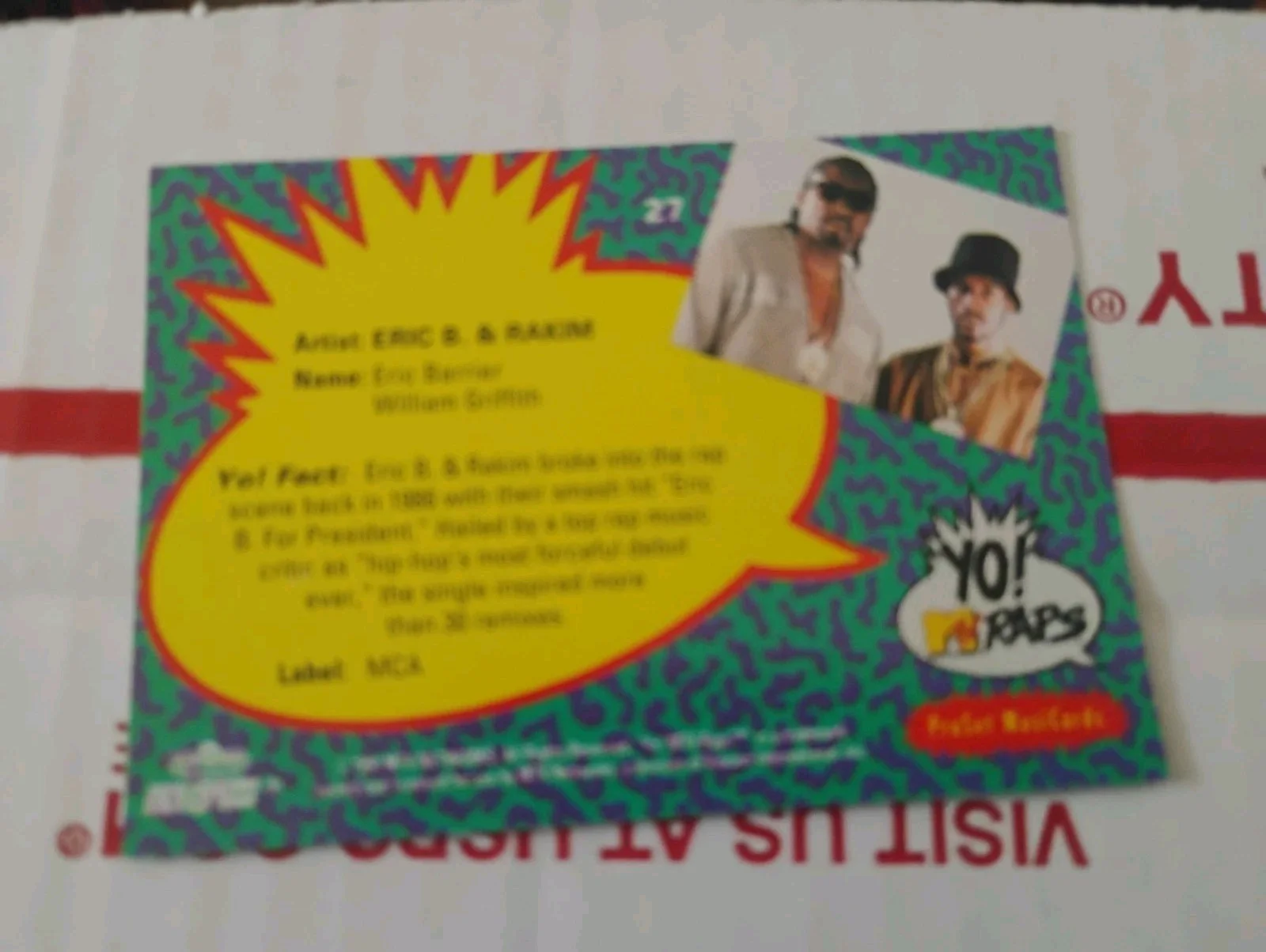 RAKIM ALLAH SIGNED ORIGINAL VINTAGE PRO SET YO! MTV RAP TRADING CARD PROOF PICS, изображение 2