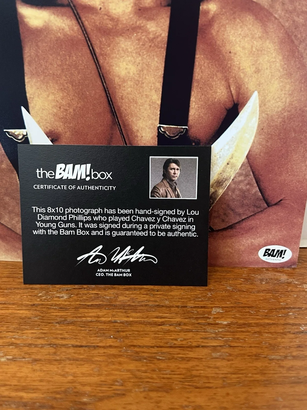 lou diamond phillips — LOU DIAMOND PHILLIPS SIGNED YOUNG GUNS CHAVEZ Y CHAVEZ 8X10 BAM! Box COA, image 4