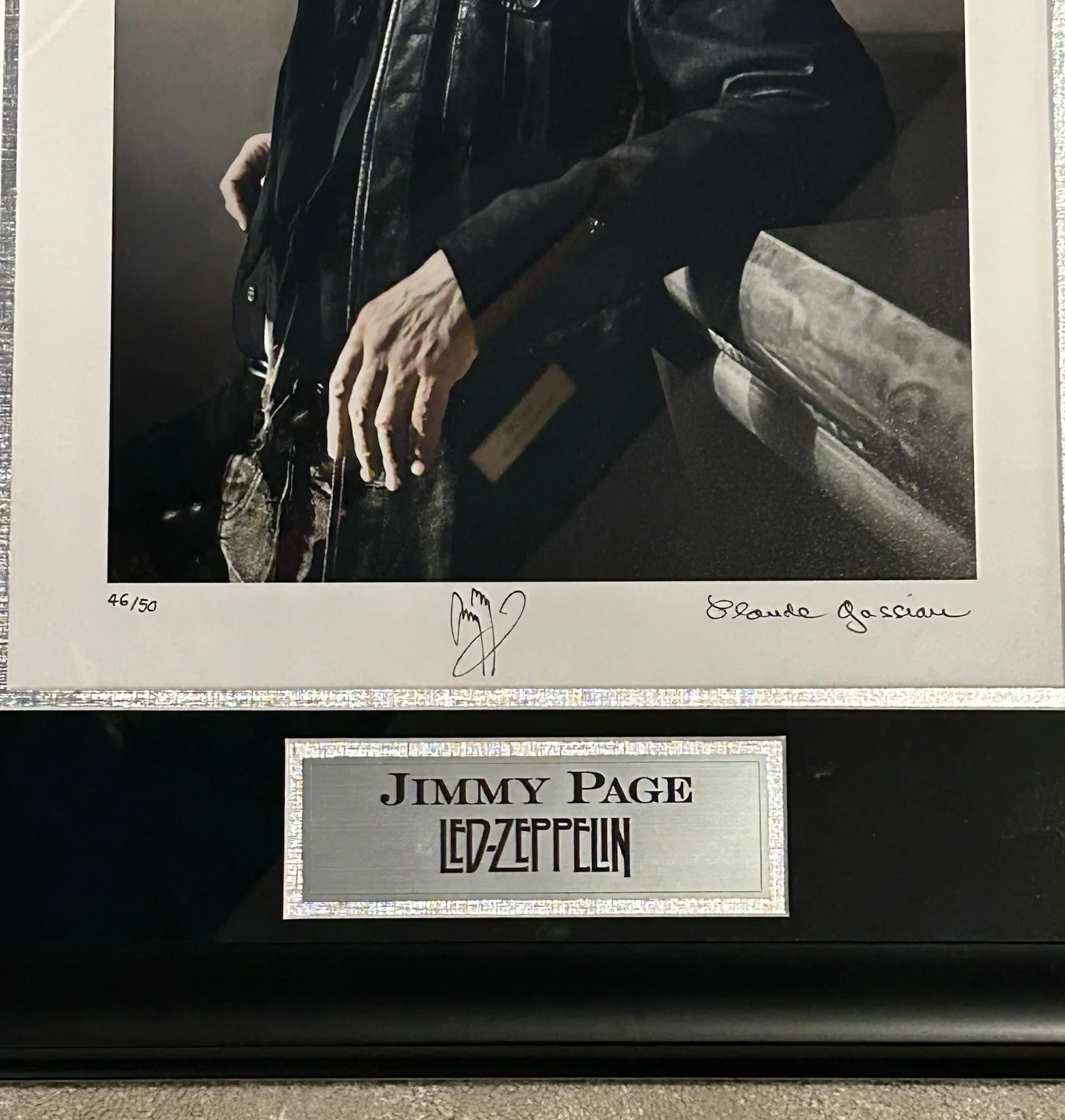 Jimmy Page Signed Lithographed Autographed Led Zeppelin /50 Framed 23x27 COA, image 2