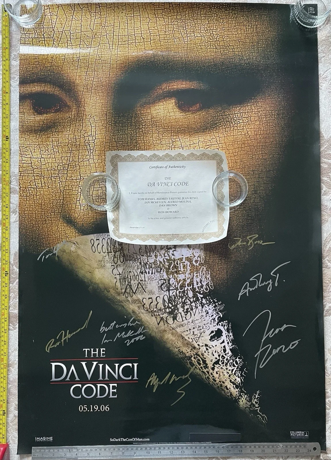 Da Vinci Code Original Movie Film Poster Lge 27x39 Signed by Dan Brown Tom Hanks, изображение 2