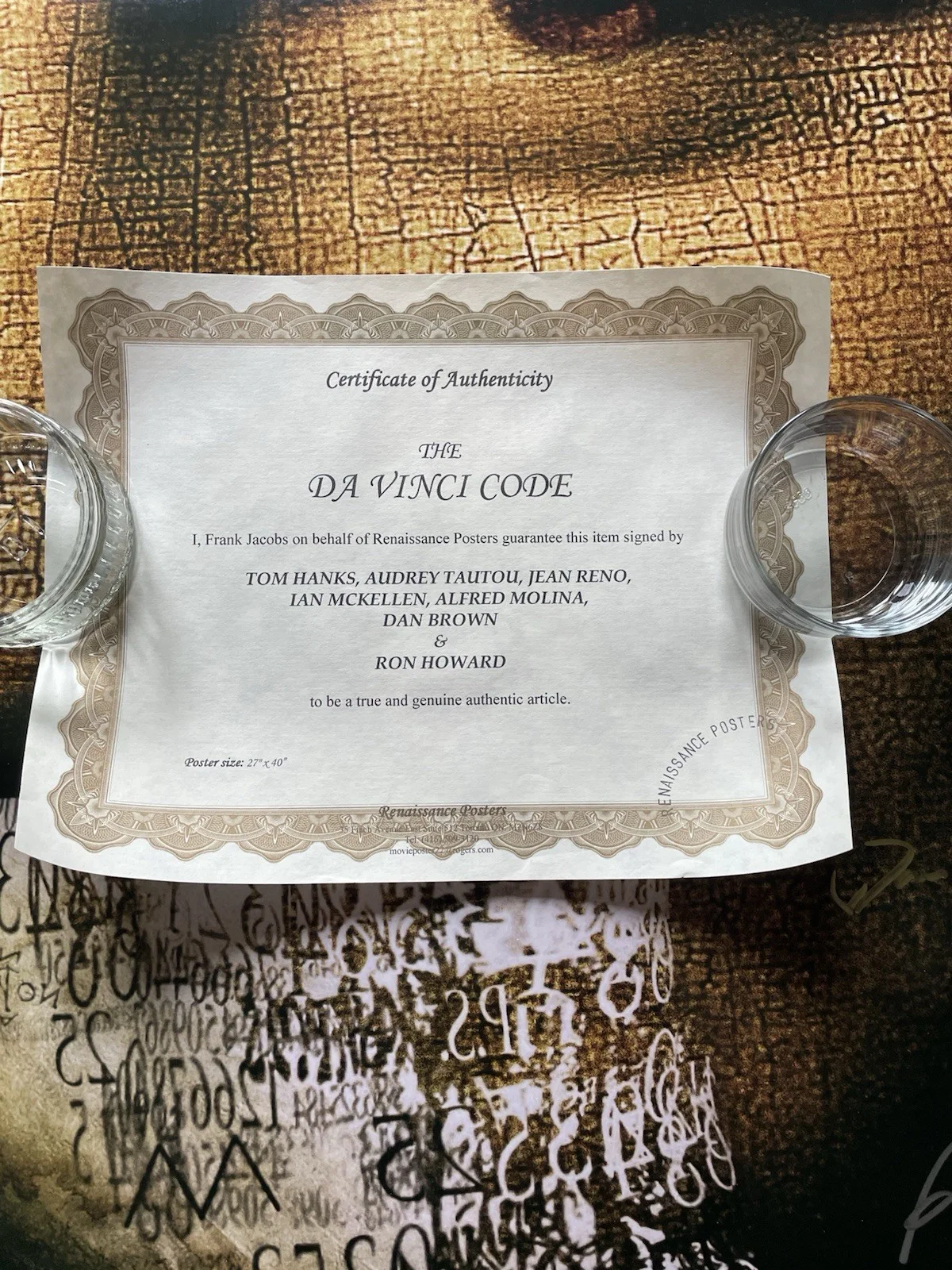 Da Vinci Code Original Movie Film Poster Lge 27x39 Signed by Dan Brown Tom Hanks, изображение 3