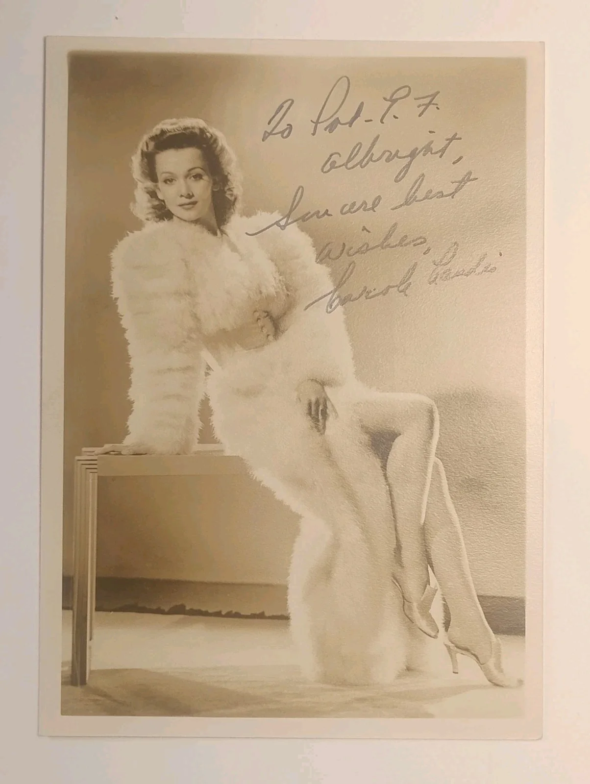 Carole Landis — Stunning Carole Landis Signed 5X7 Photo Matte Finish Inscribed