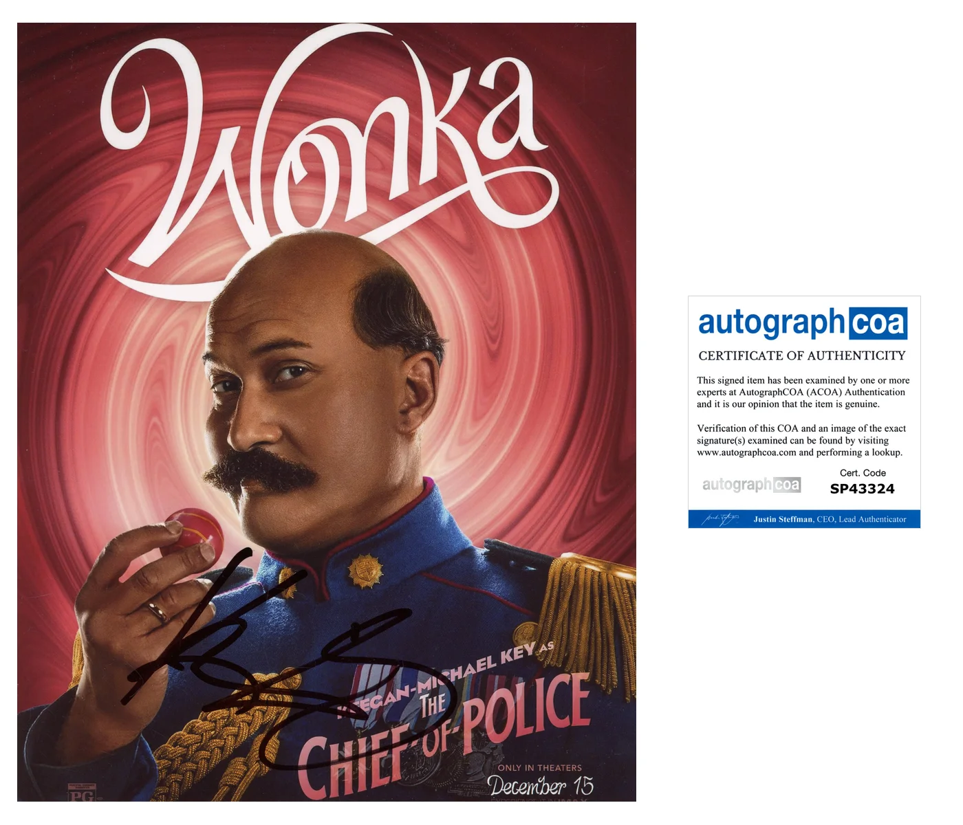 Keegan-Michael Key — Keegan-Michael Key Signed WONKA 'Chief of Police' 8x10 Photo EXACT Proof ACOA I