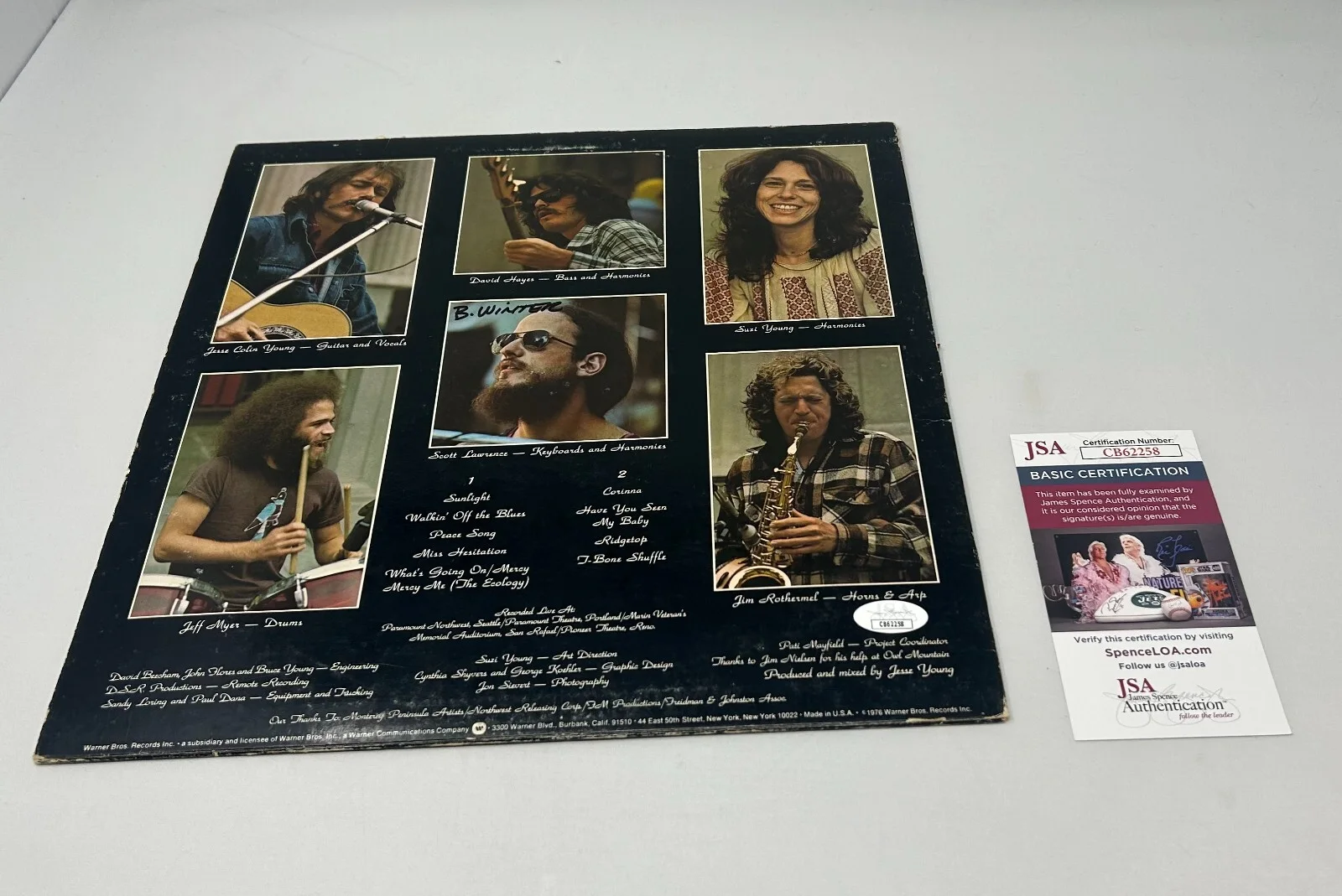 Jesse Colin Young signed On the Road Album JSA COA, изображение 2