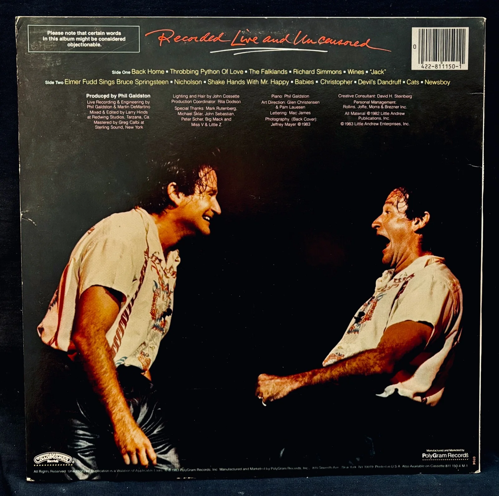 ROBIN WILLIAMS Signed THROBBING PYTHON OF LOVE Comedy Album~Near Mint!, image 3