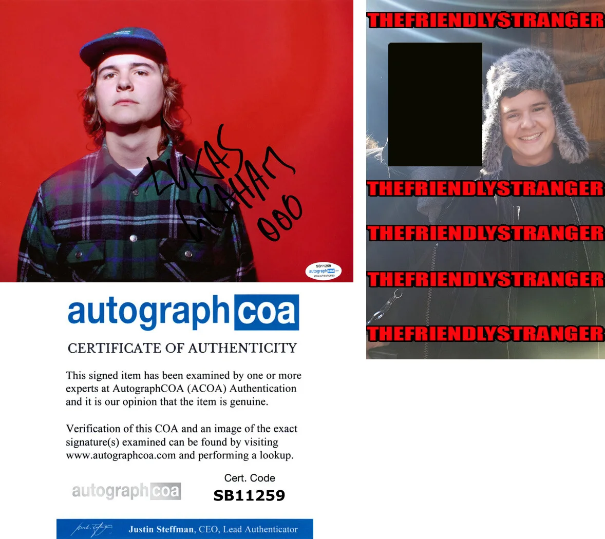 LUKAS GRAHAM — Lukas Graham signed Autographed 8x10 Photo a MAMA SAID Singer 7 Years ACOA COA