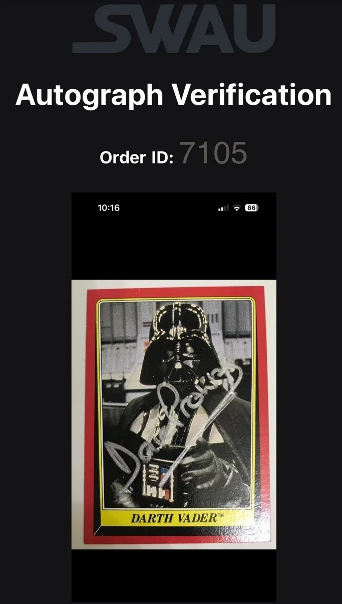 David Prowse — 1983 Star Wars Return Of The Jedi Darth Vader Dave/David Prowse Signed #3 Card, изображение 4