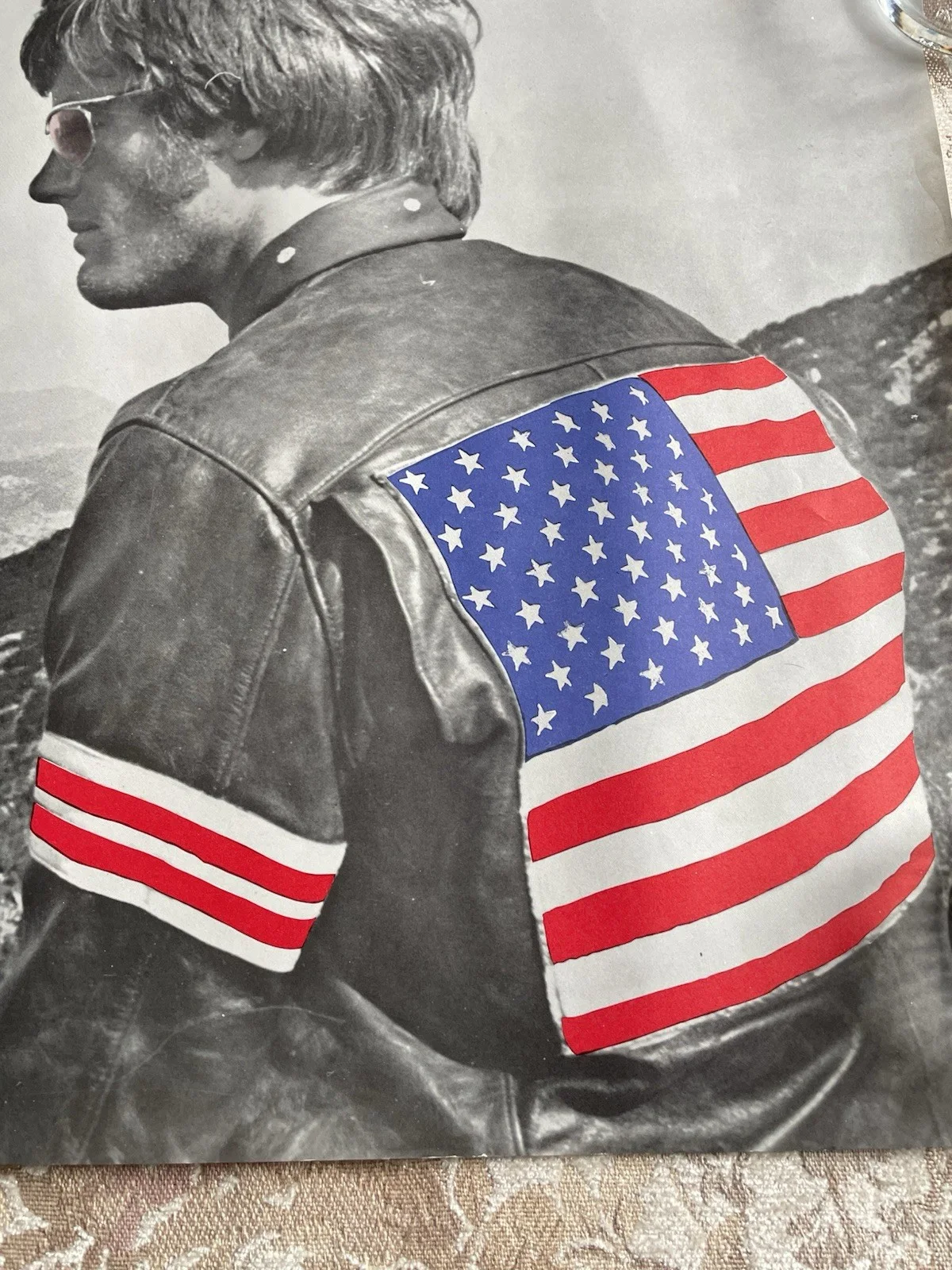 Rare Vintage 1970 original EASY RIDER Blacklight Poster US Flag Aviator Glasses, изображение 4