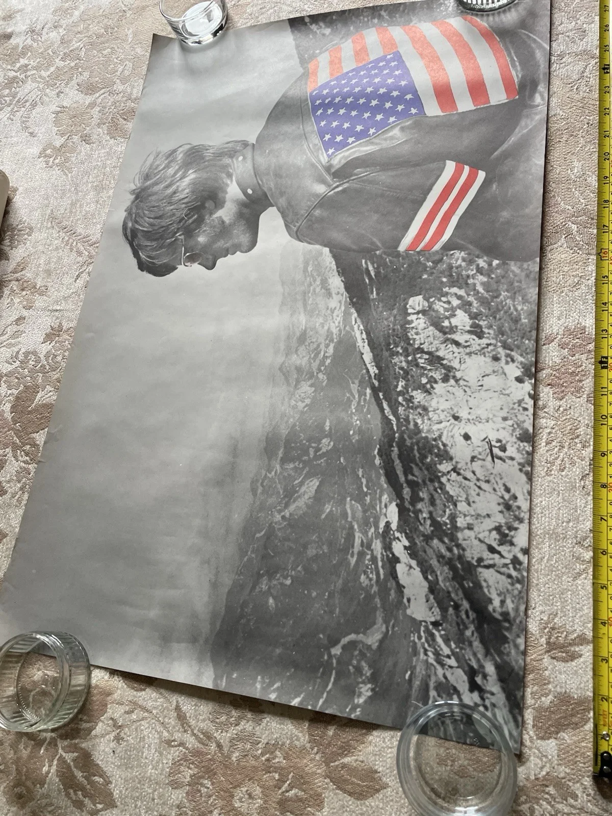 Rare Vintage 1970 original EASY RIDER Blacklight Poster US Flag Aviator Glasses, изображение 5