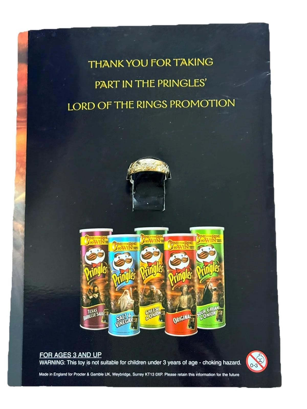 Rare 2003 Pringles Lord of the Rings Return of the King One Ring Promo Carded, изображение 4
