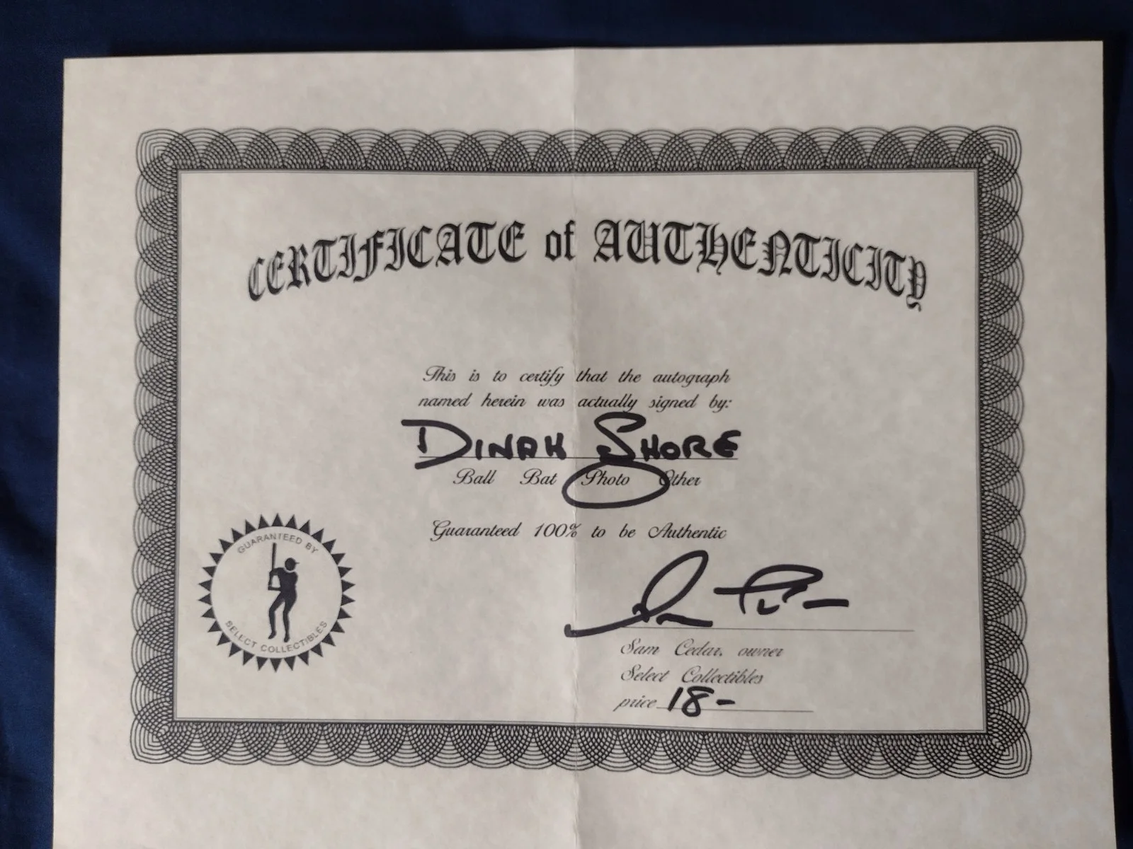 Dinah Shore Autographed 8x10 Photo W) COA Hand Signed, изображение 3
