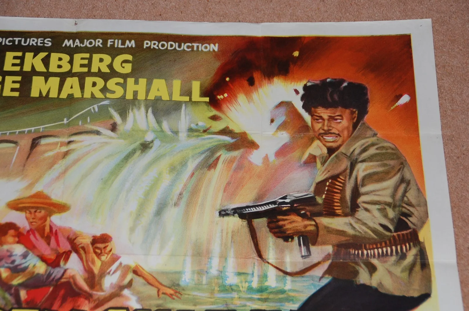 ANITA EKBERG in DAM ON THE YELLOW RIVER (1960) - V. RARE ORIG. UK QUAD POSTER, изображение 3