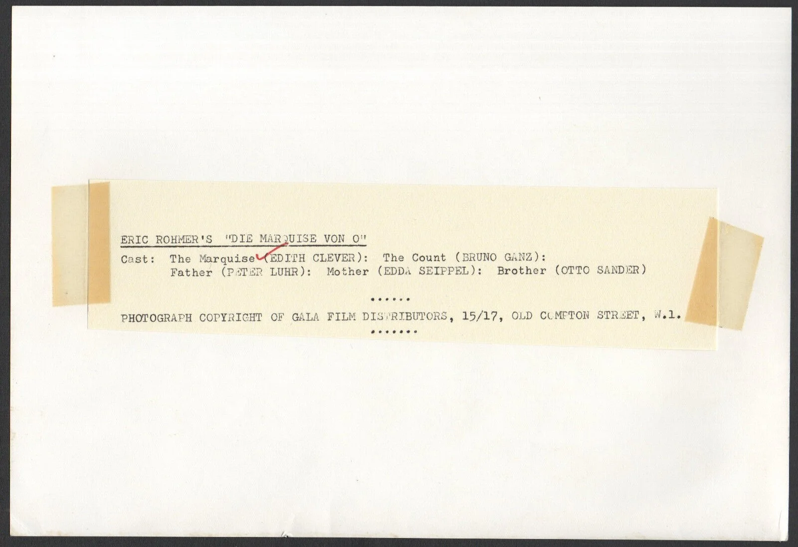 MARQUISE OF O 1976 Éric Rohmer Edith Clever 10x8 STILL, изображение 2