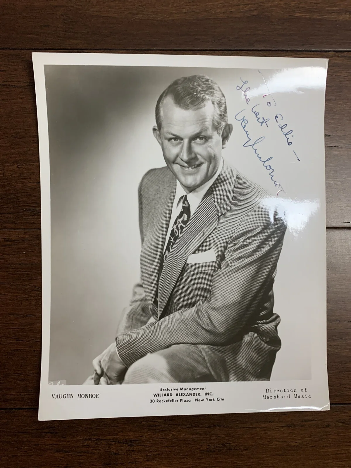 Vaughn Monroe Signed Autograph Photo 1950's Band Leader Singer Trumpeter 8 X 10, image 2