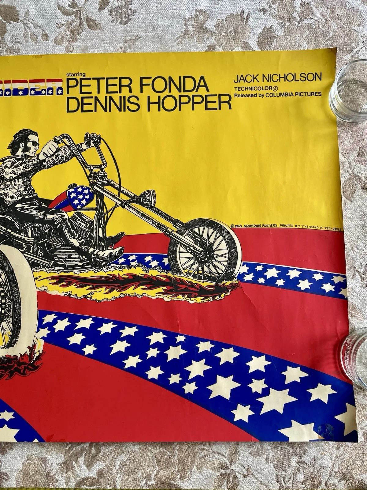 Mega Rare Vintage 1969 original EASY RIDER Silkscreen AQUARIUS Posters 31”x21”, изображение 3