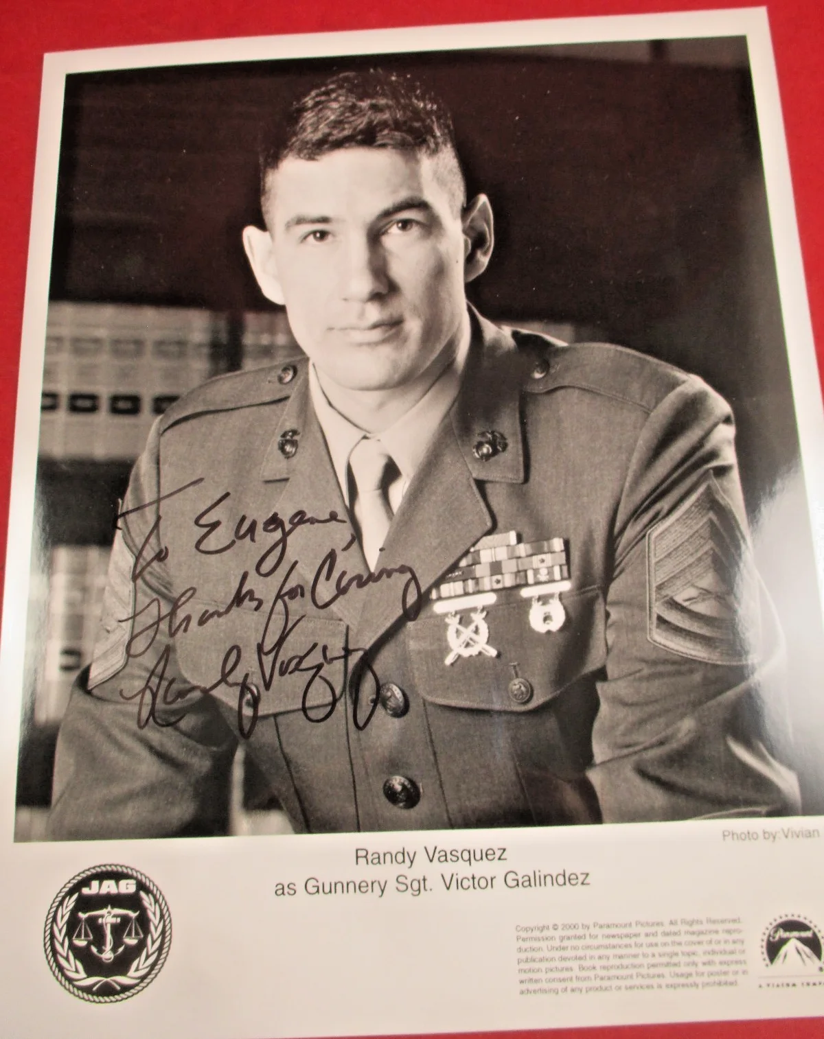 Randy Vasquez (JAG) Actor Hand Signed Autograph 8x10 Promo Photo, изображение 2