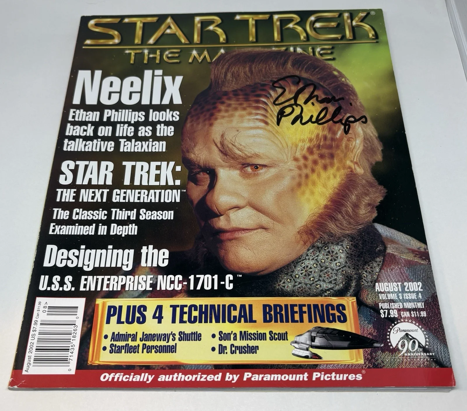 Ethan Phillips — Autographed Ethan Phillips Star Trek The Magazine Aug 2002 Vol 3 Issue 04 Neelix