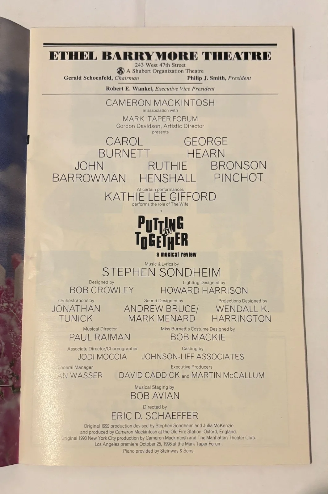 Kathie Lee Gifford — Putting it Together - Broadway Playbill - Autograph- Kathie Lee Gifford, изображение 2