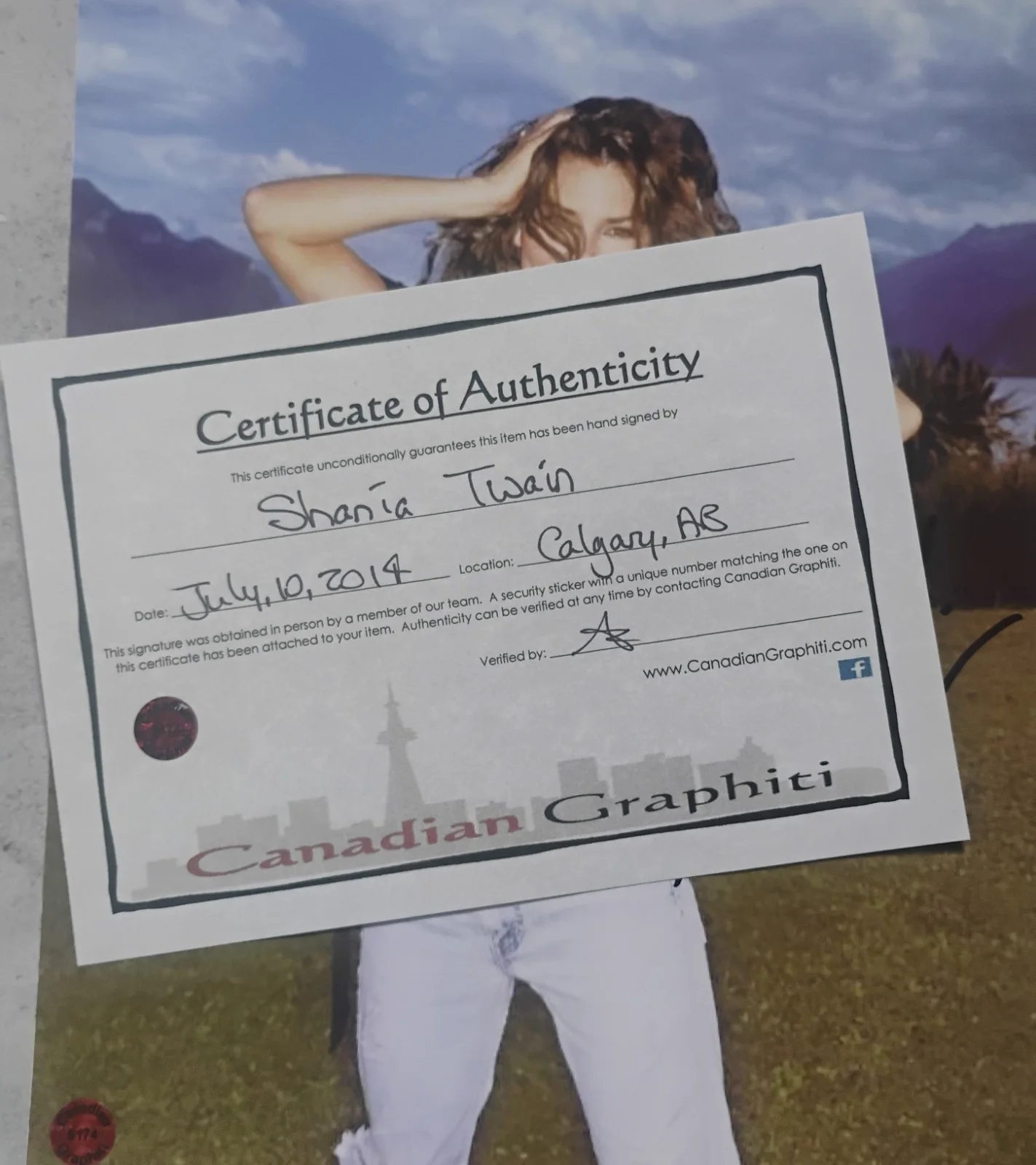 Shania Twain Hand Signed 8x10 Photo COA - NO US TARIFFS, image 4