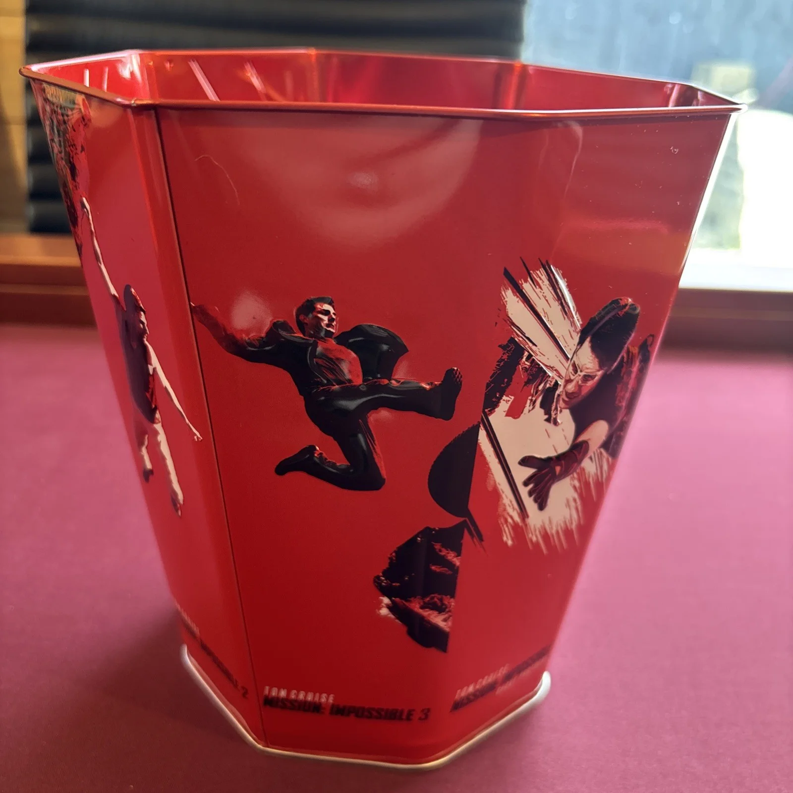 Mission Impossible Octagan Premiere Popcorn Bucket Tin Memorabilia, image 4