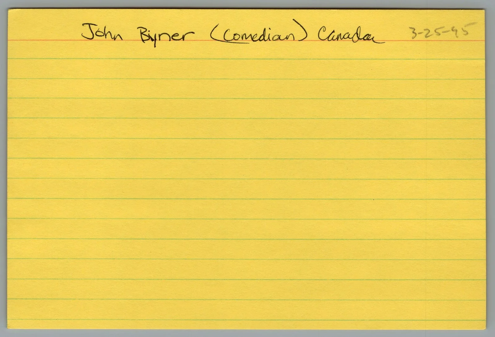 John Byner — John Byner Signed 4x6 Index Card Autographed, image 2