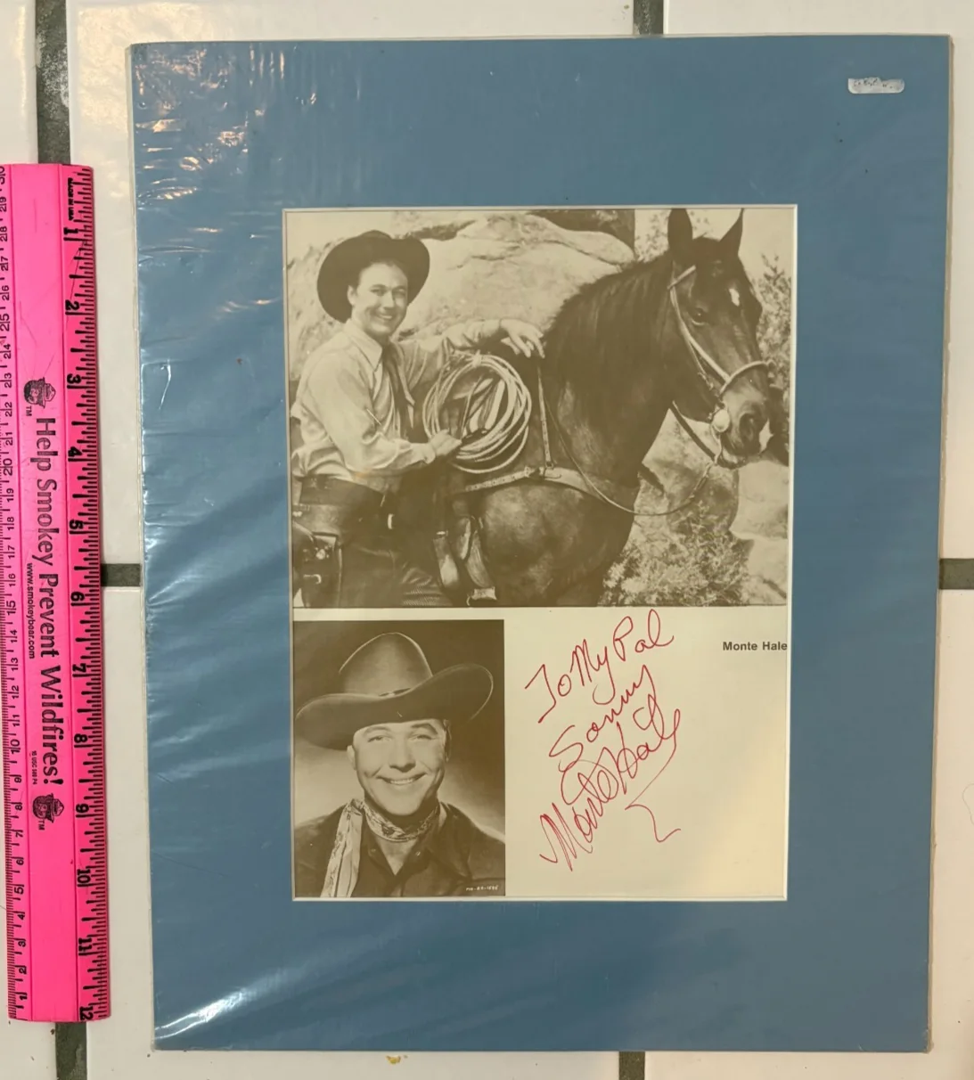 Monte Hale — * Monte Hale Original Hand Signed Photo 7.0 x 9.5 Matted B-Westerns Films Star, image 3