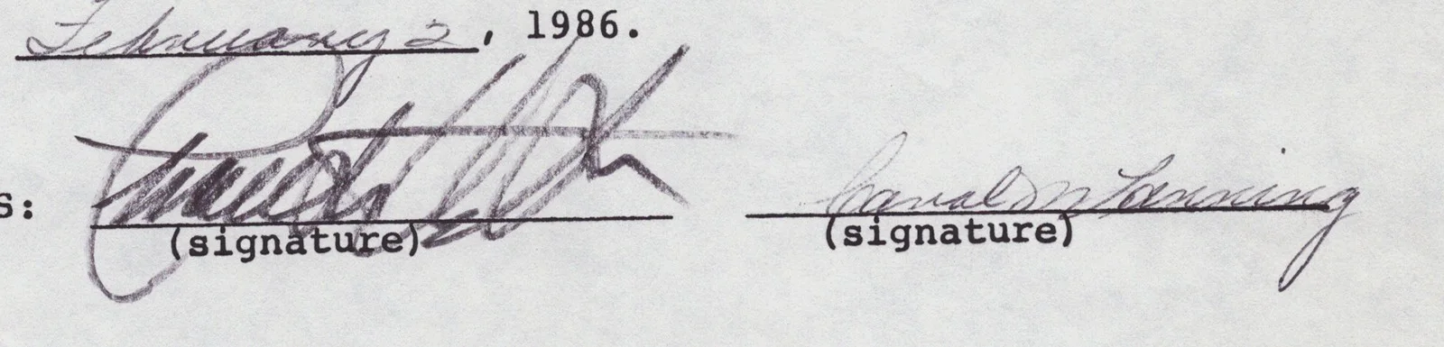 Charlton Heston — CHARLTON HESTON - DOCUMENT SIGNED 02/02/1986, image 2