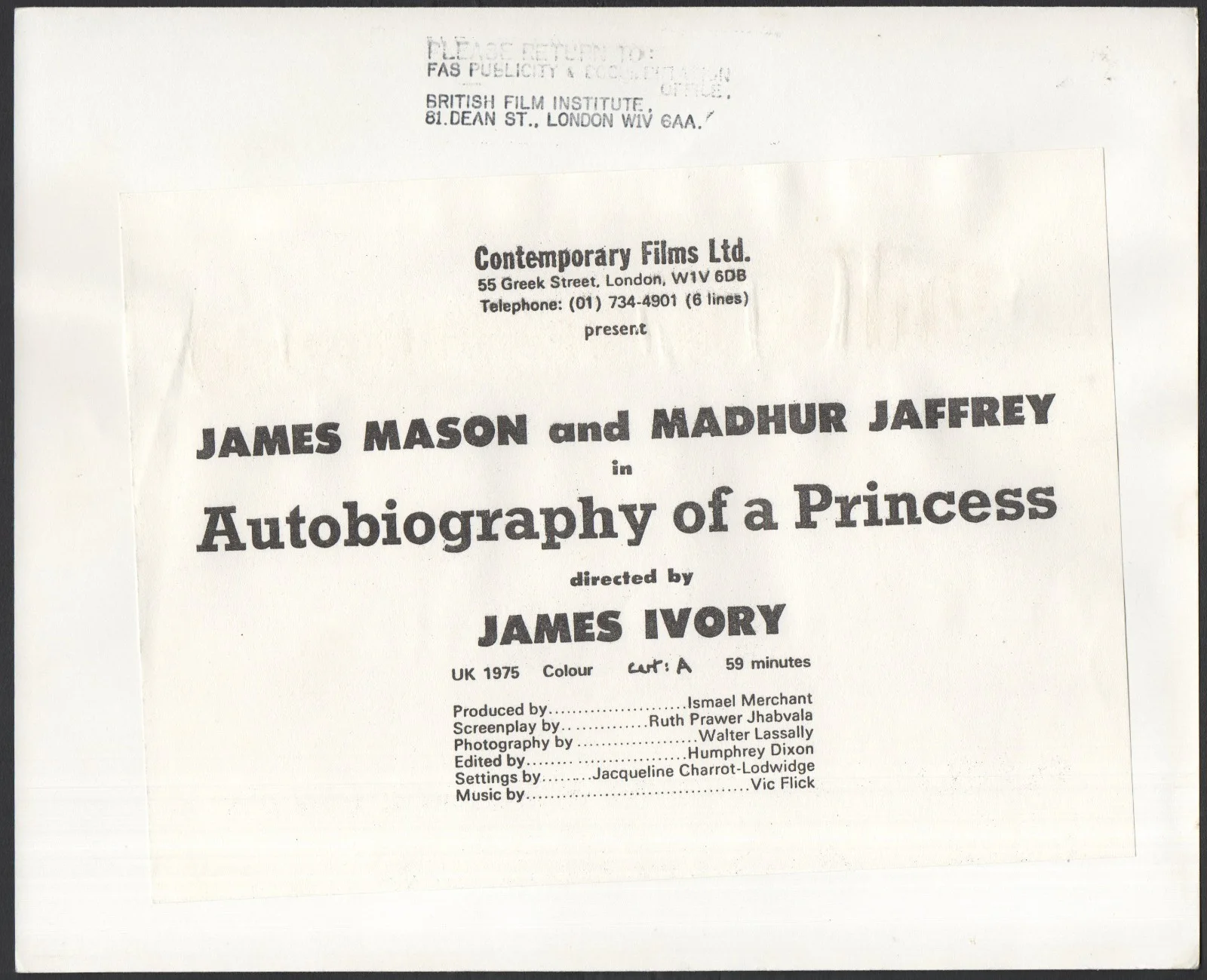 AUTOBIOGRAPHY OF A PRINCESS 1975 James Mason, Madhur Jaffrey 10x8 STILL, изображение 2