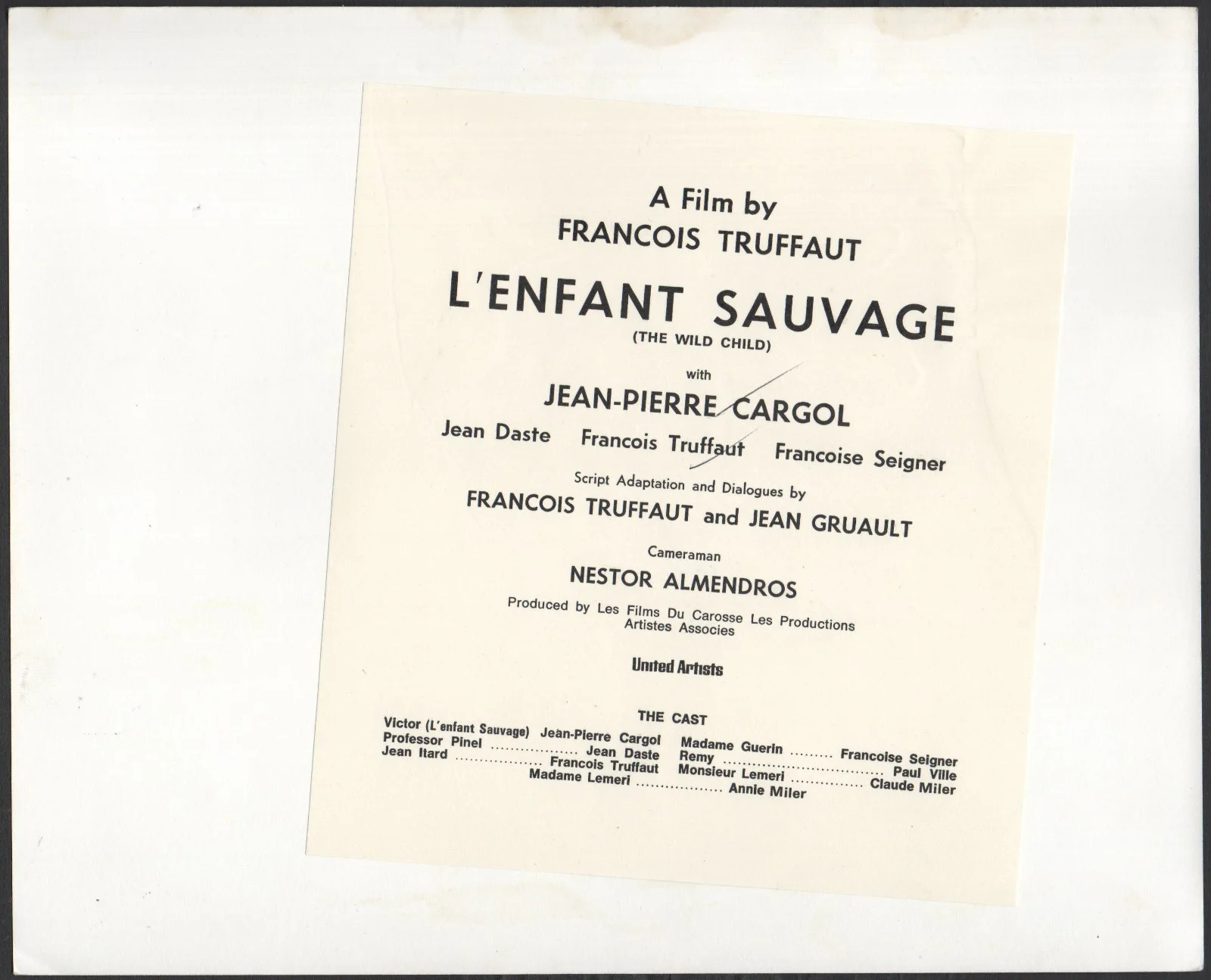 WILD CHILD 1970 Francois Truffaut, Jean-Pierre Cargol 10x8 STILL, изображение 2