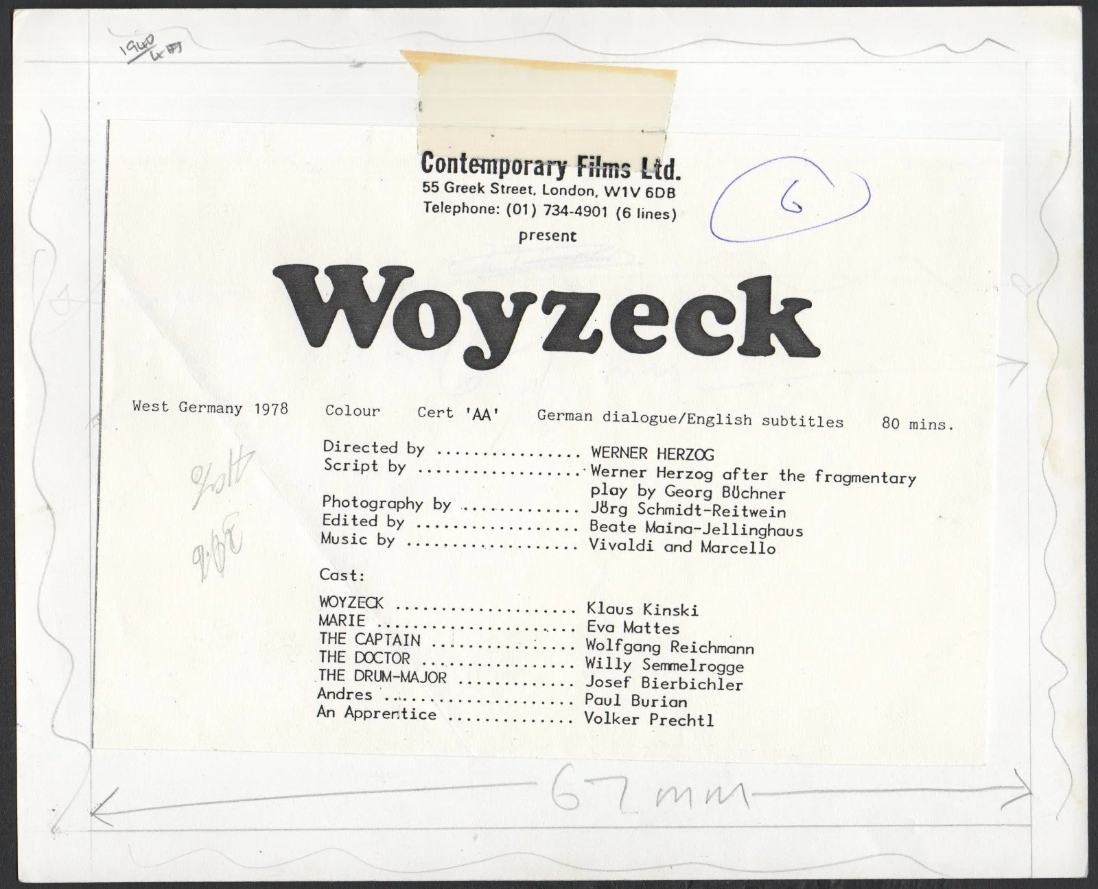WOYZECK 1979 Werner Herzog Eva Mattes Klaus Kinski 2 10x8 STILLS, image 2
