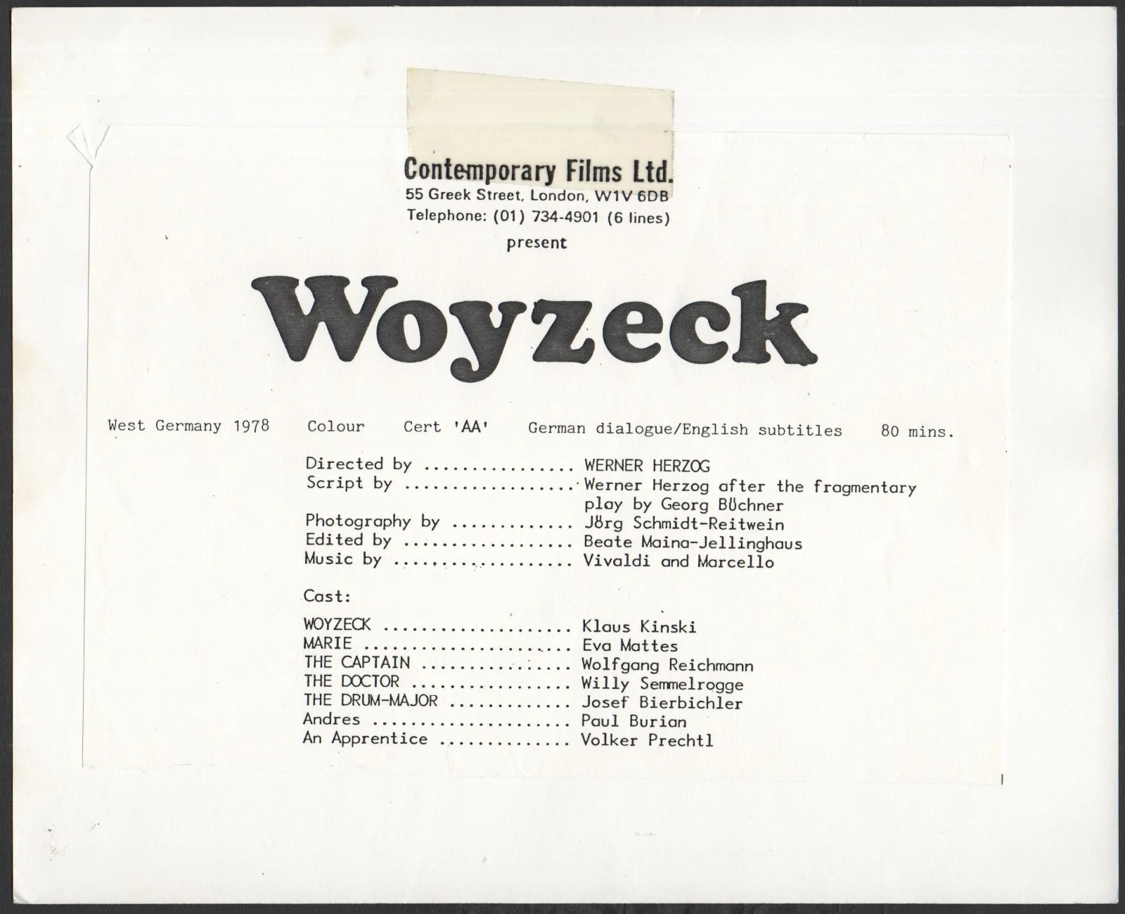 WOYZECK 1979 Werner Herzog Eva Mattes Klaus Kinski 2 10x8 STILLS, image 4