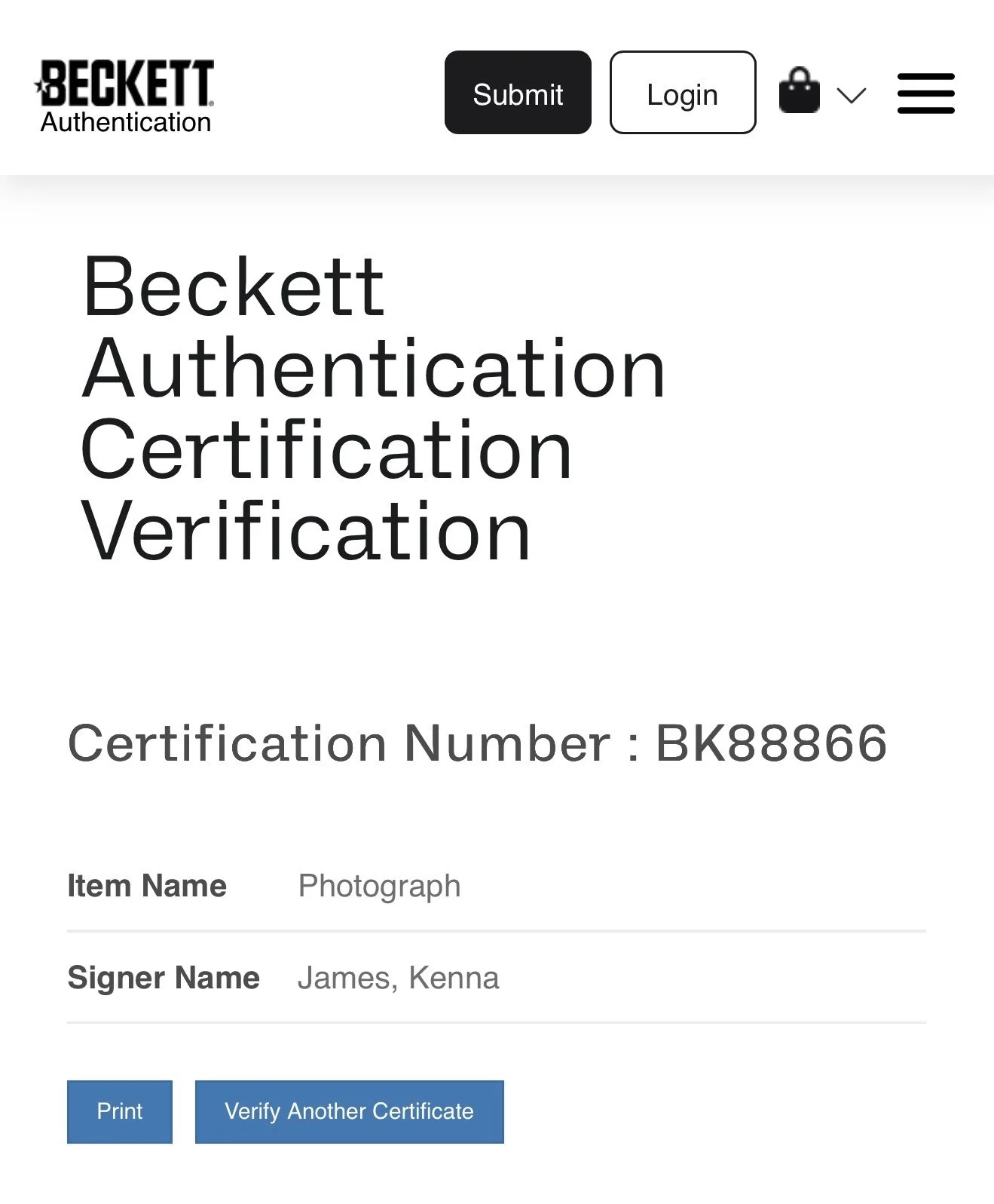 Kenna James Autographed 8X10 Photograph With Beckett COA, изображение 2