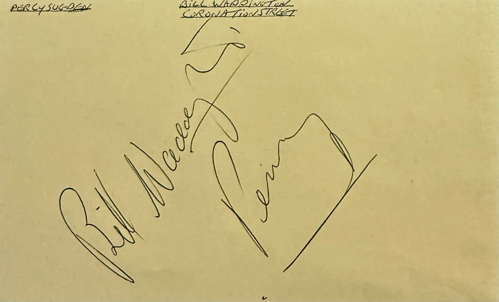 Bill Waddington — BILL WADDINGTON Signed Autographed 3x5 ALBUM PAGE Coronation Street Percy Sugden, изображение 3