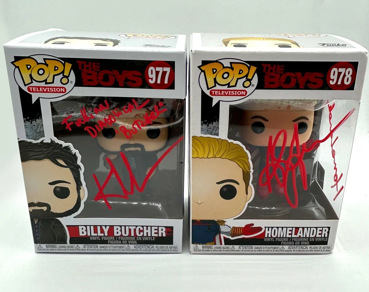 Antony Starr, Karl Urban — ANTONY STARR & KARL URBAN Signed Homelander Billy Butcher Funkos The Boys - COA, image 2
