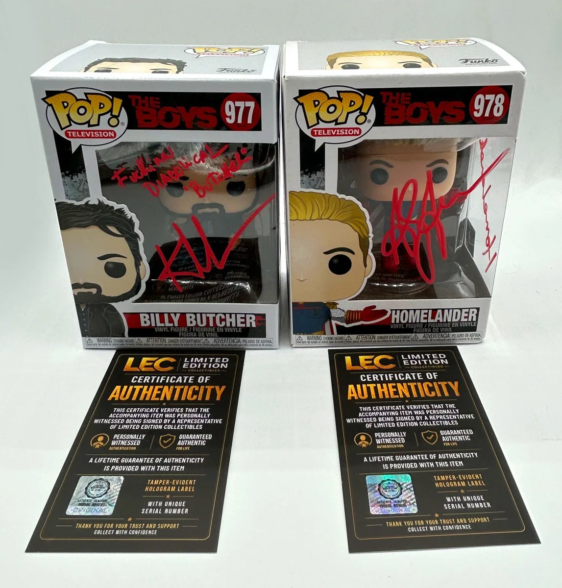 Antony Starr, Karl Urban — ANTONY STARR & KARL URBAN Signed Homelander Billy Butcher Funkos The Boys - COA, image 4