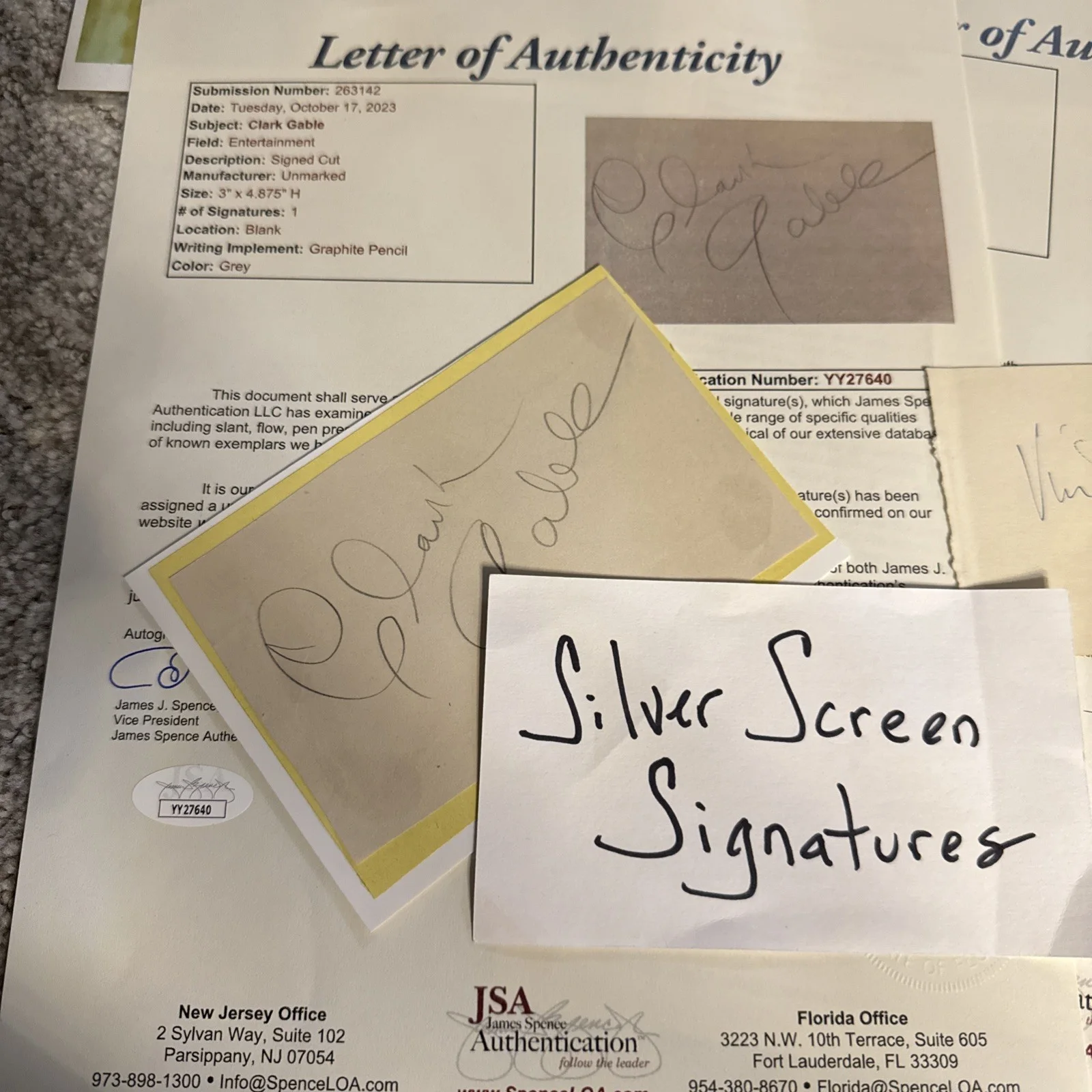 Clark Cable, Vivian Leigh — Gone With The Wind Clark Gable & Vivian Leigh SIGNED JSA Photo Lot Included, изображение 2