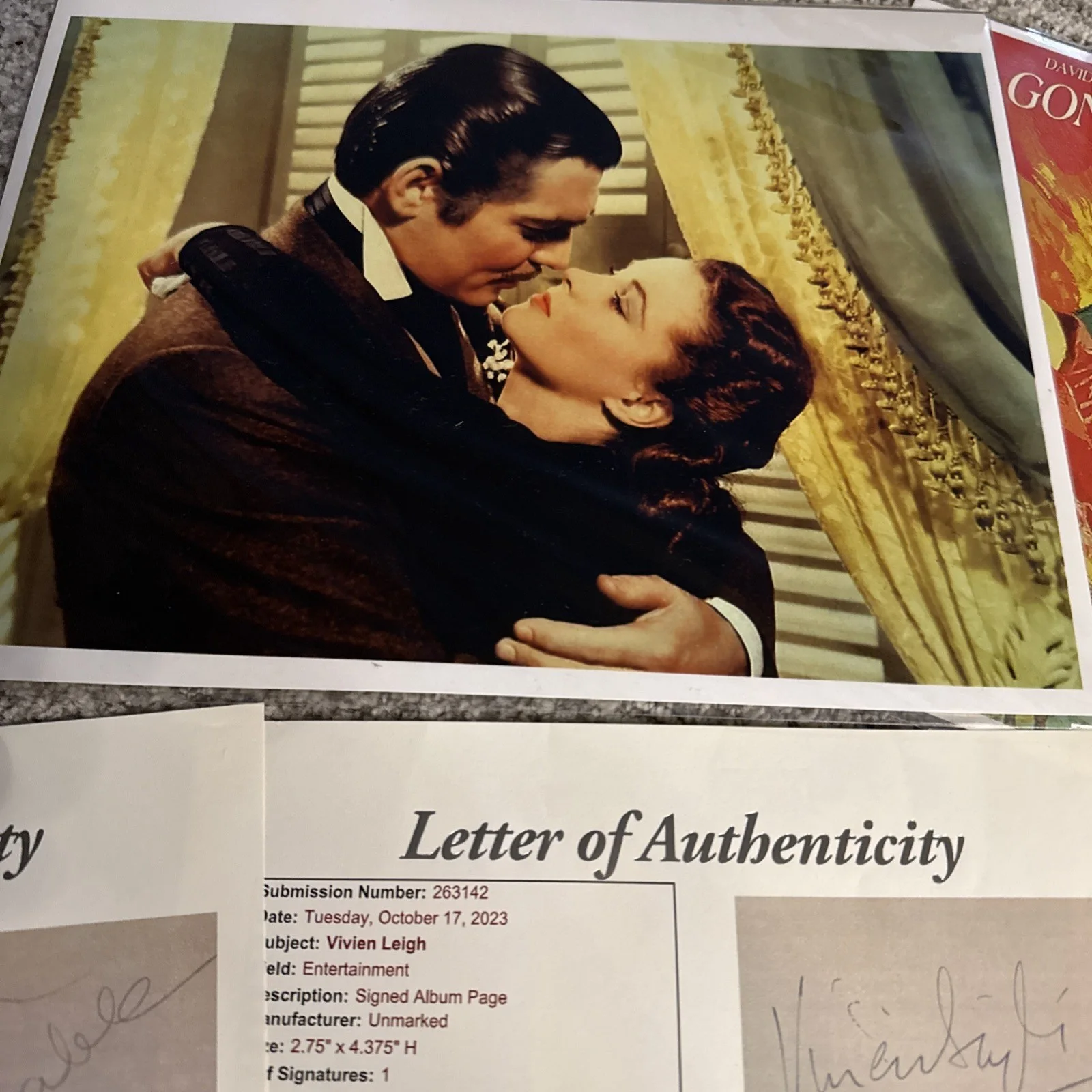 Clark Cable, Vivian Leigh — Gone With The Wind Clark Gable & Vivian Leigh SIGNED JSA Photo Lot Included, изображение 5