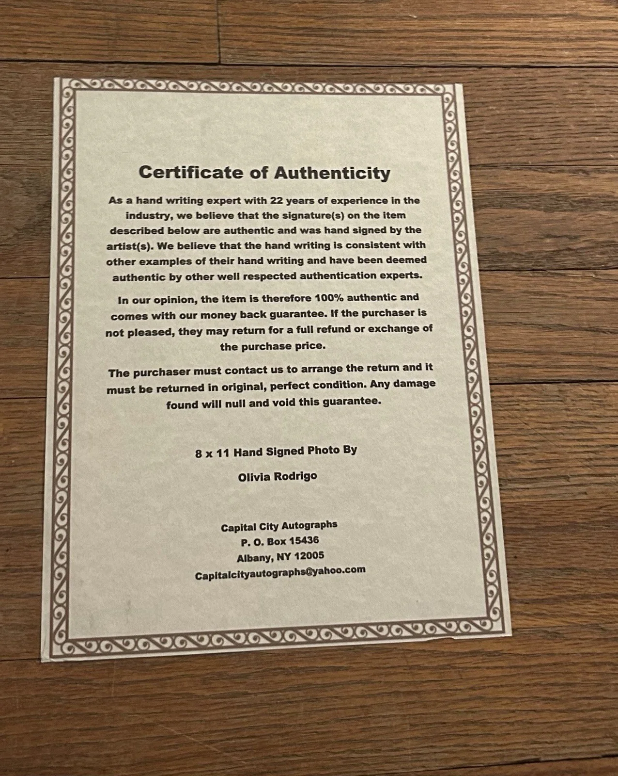Olivia Rodrigo — Olivia Rodrigo Signed Photo with Certificate Of Authenticity, image 2