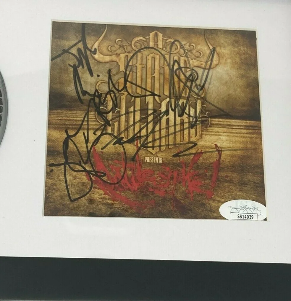 A Static Lullaby signed Rattlesnake Framed CD Cover JSA COA, image 2