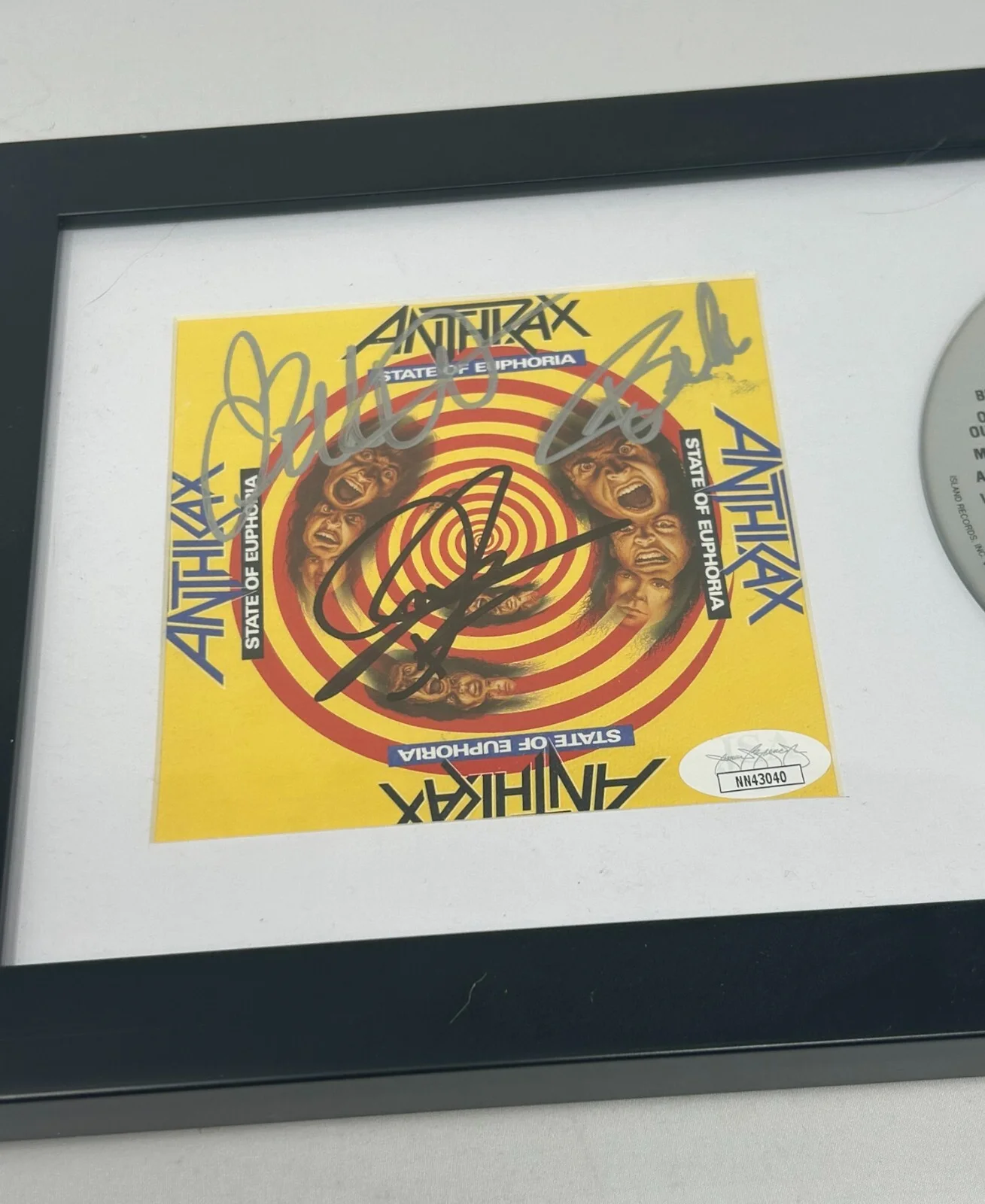 Anthrax signed State Of Euphoria Framed CD Cover JSA COA, image 2