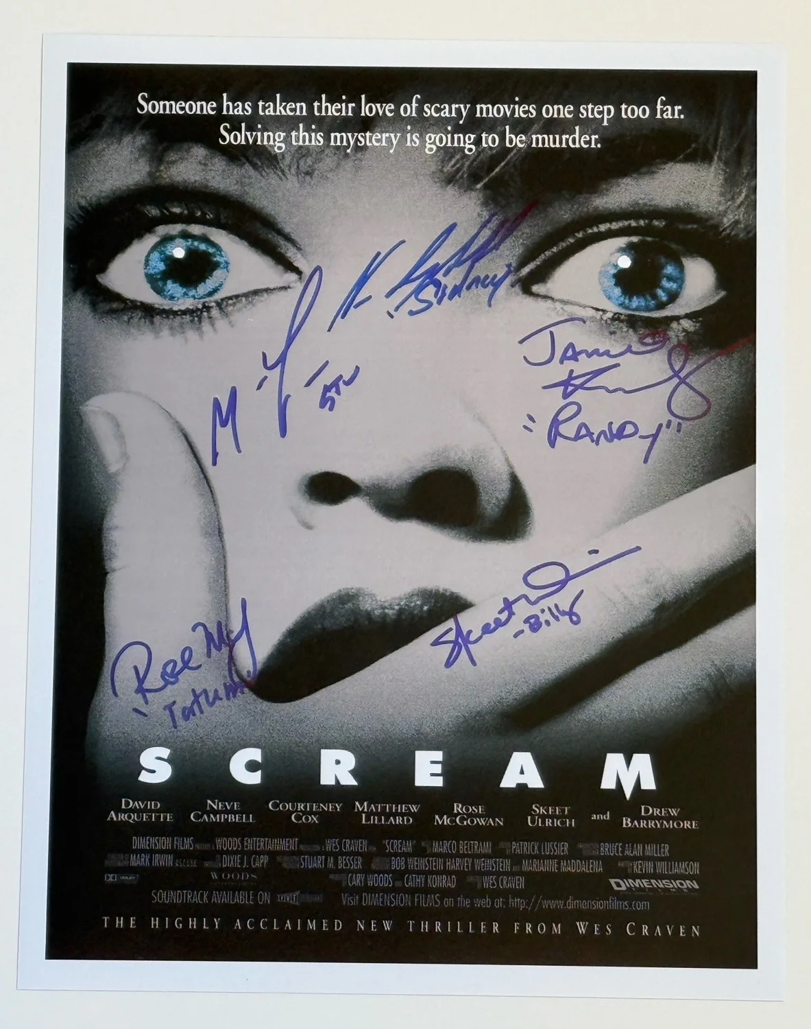 Neve Campbell — Scream Cast Signed 11x14 Photo Campbell Lillard Ulrich Kennedy EXACT PROOF B-3