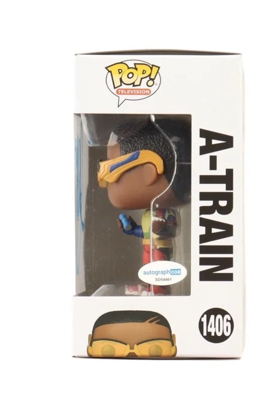 Jessie T. Usher Signed A-Train Funko Pop #1406 ACOA COA Autograph The Boys, изображение 4