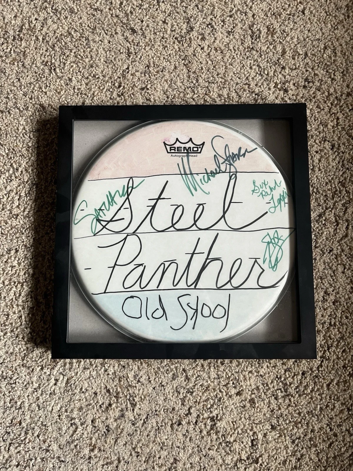 Remo Steel Panther Autographed Original Drumhead, image 2